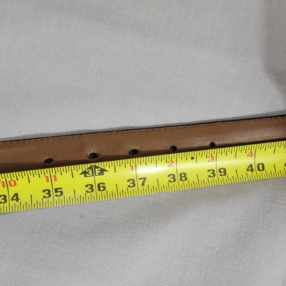 L.L. Bean Mens Brown Leather Belt Solid Brass‎ Buckle Size 36 Made in USA
